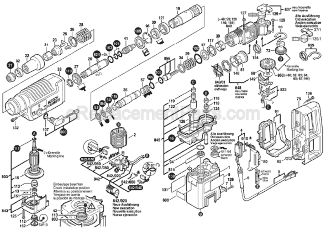 Page A Diagram and Parts List for 11230EVS 0611230739 Bosch Hammer Drill