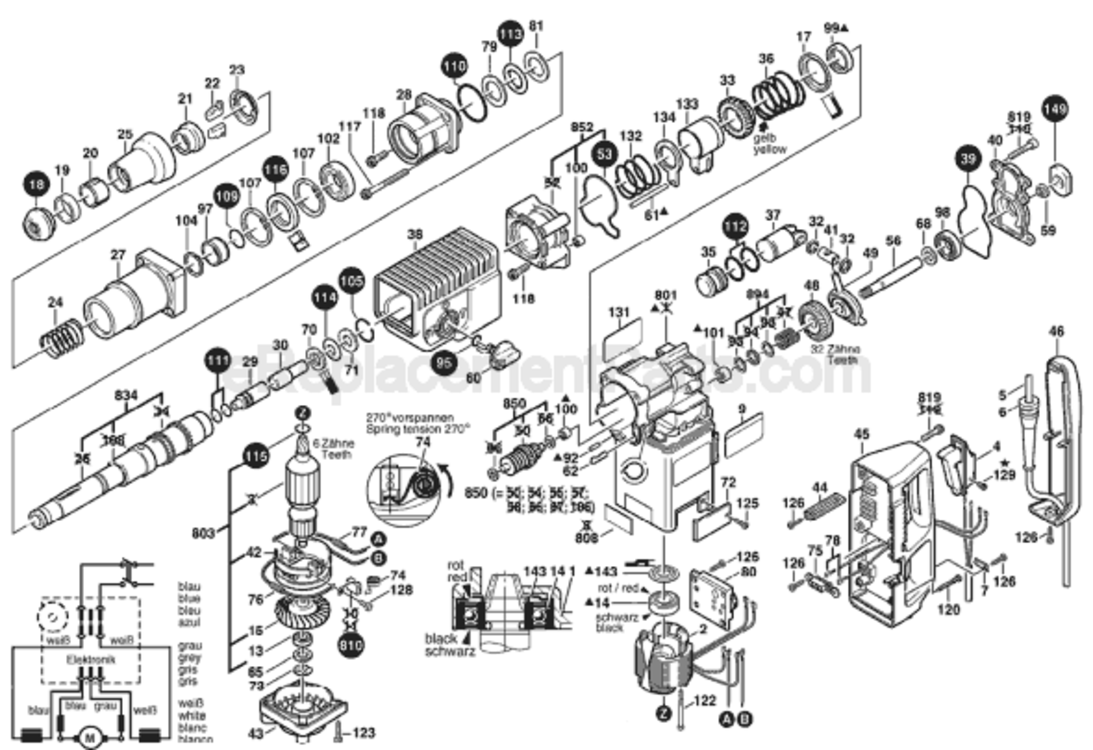 Page A Diagram and Parts List for 11231EVS 0611231739 Bosch Hammer Drill