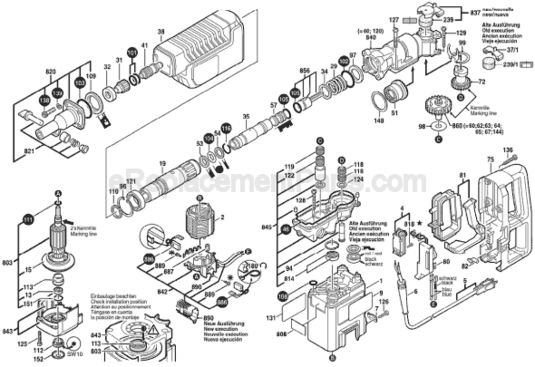 Page A Diagram and Parts List for 11232EVS 0611232739 Bosch Hammer Drill