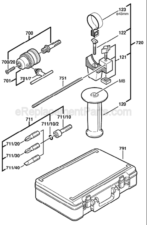 Page B Diagram and Parts List for 11234S 0611234039 Bosch Demolition Hammer