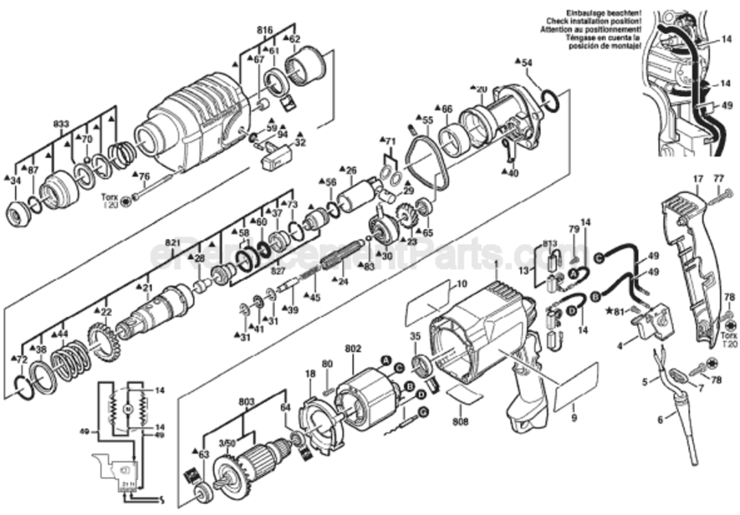 Page A Diagram and Parts List for 11234SE 0611234639 Bosch Demolition Hammer