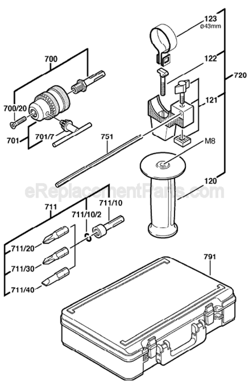 Page B Diagram and Parts List for 11234SE 0611234639 Bosch Demolition Hammer