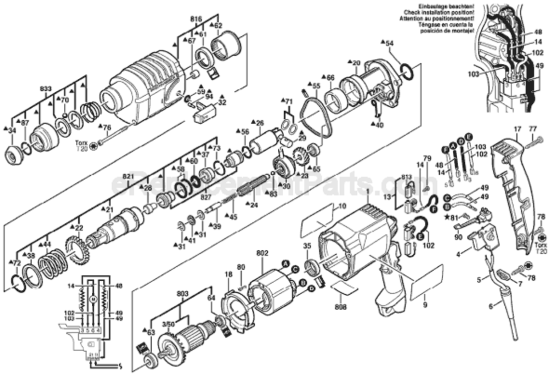 Page A Diagram and Parts List for 11234VSR 0611234739 Bosch Demolition Hammer