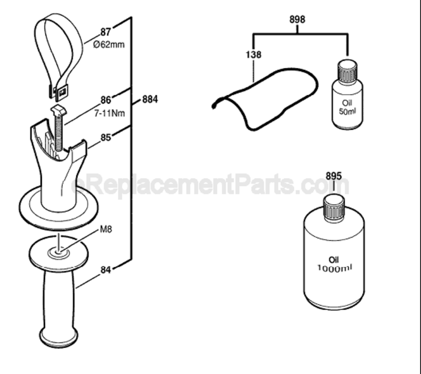 Page B Diagram and Parts List for 11247 0611247039 Bosch Demolition Hammer
