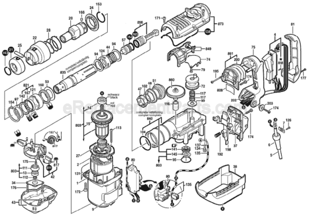 Page A Diagram and Parts List for 11248EVS 0611248739 Bosch Demolition Hammer