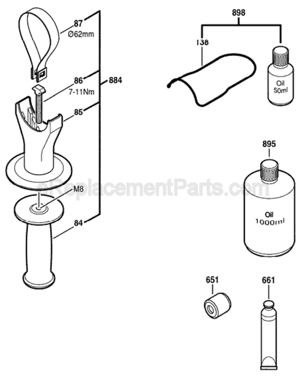Page B Diagram and Parts List for 11248EVS 0611248739 Bosch Demolition Hammer
