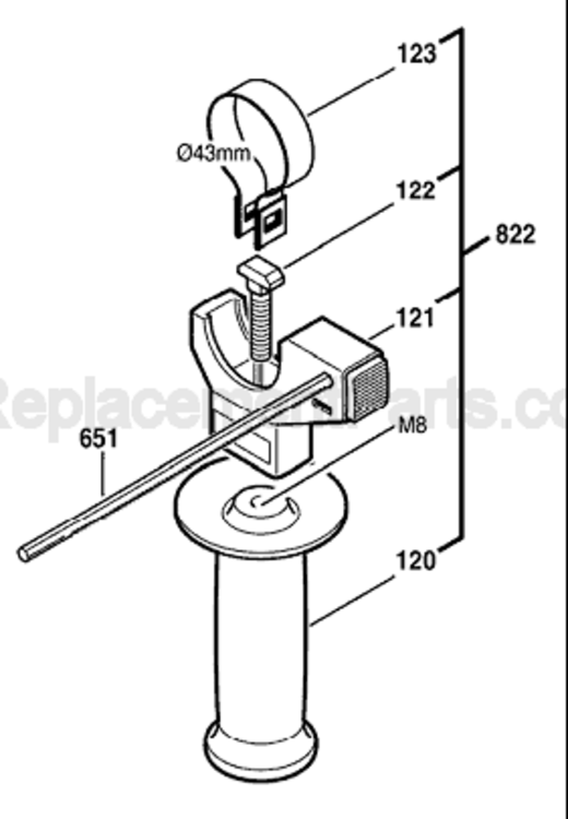Page B Diagram and Parts List for 11250VSR 0611250739 Bosch Demolition Hammer