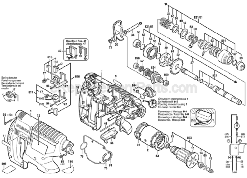 Page A Diagram and Parts List for 11524 0611256259 Bosch Demolition Hammer