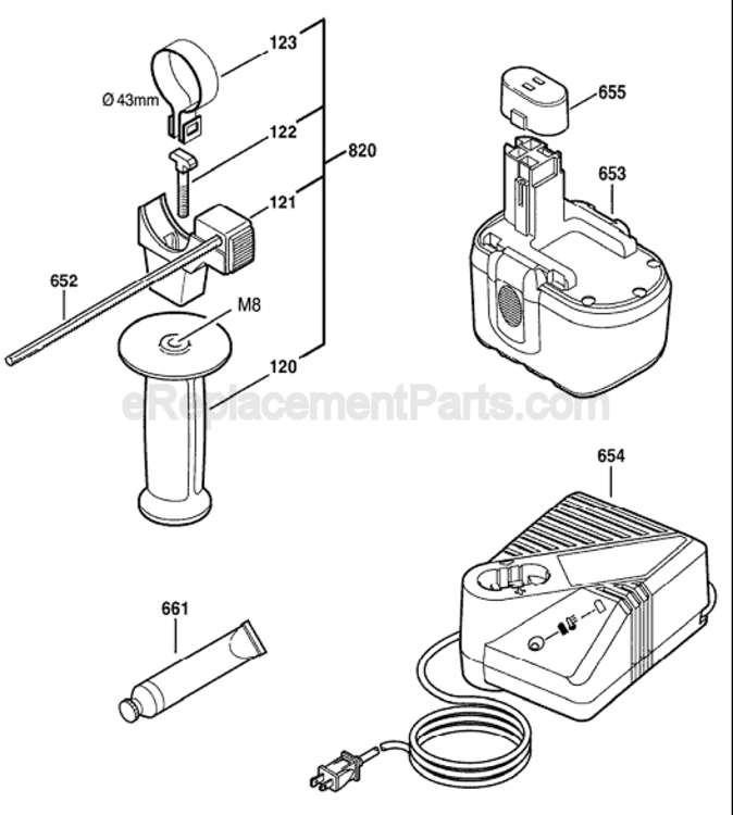 Page B Diagram and Parts List for 11524 0611256259 Bosch Demolition Hammer