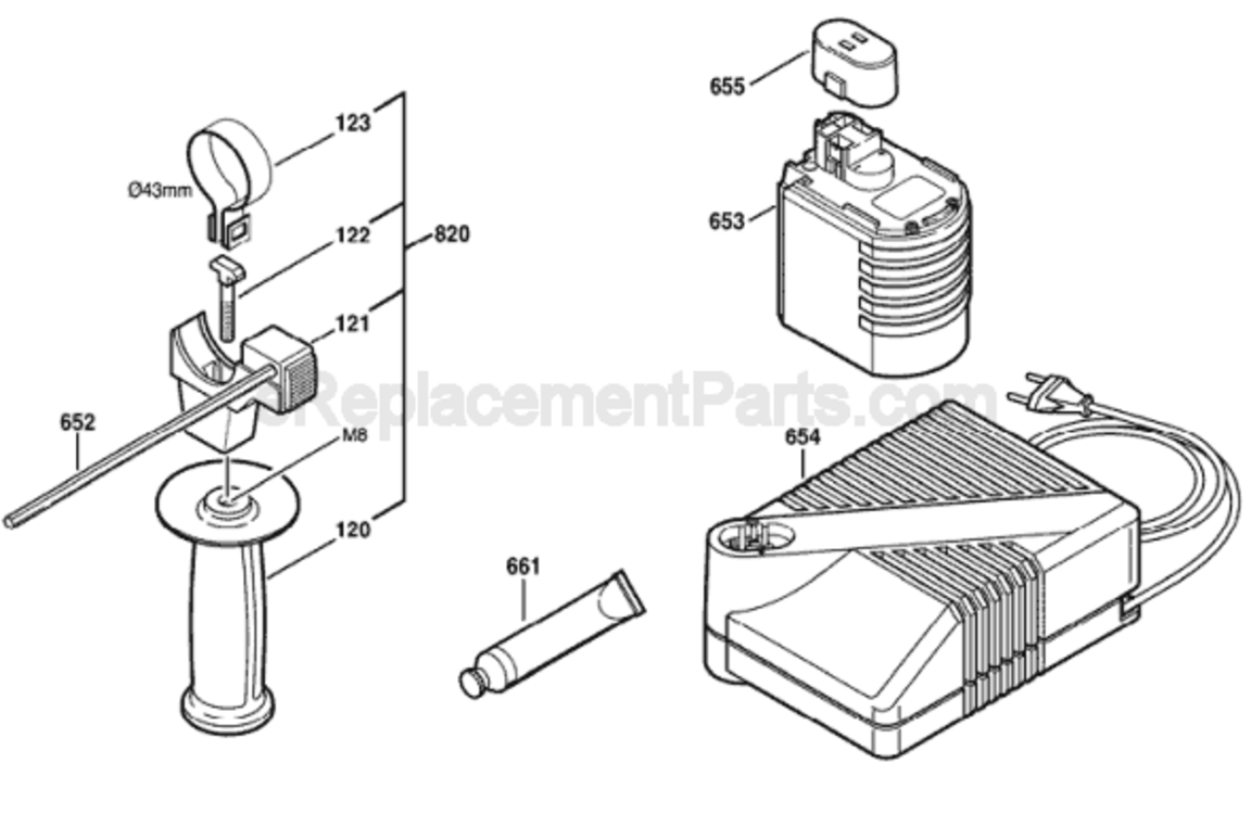 Page B Diagram and Parts List for 11225VSRH 0611260539 Bosch Demolition Hammer