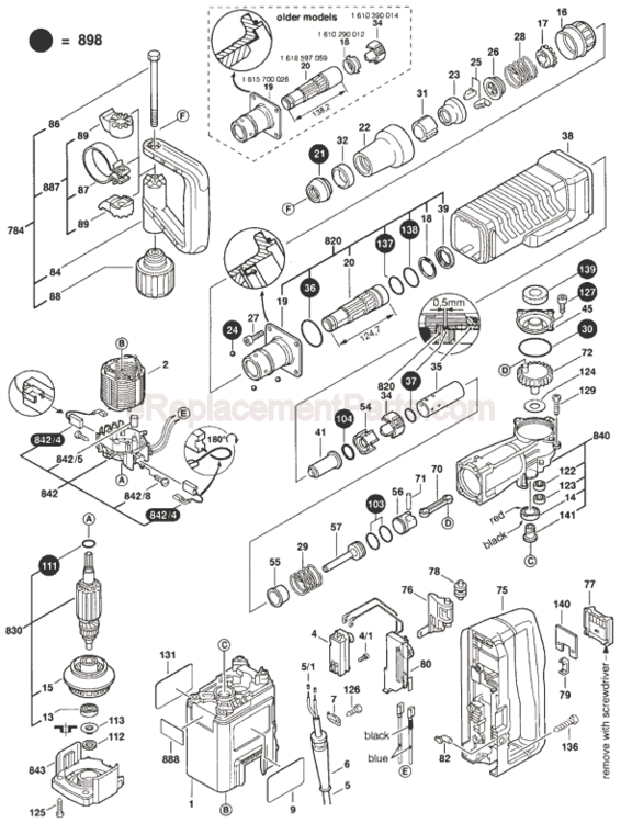 Page A Diagram and Parts List for 11309EVS 0611309734 Bosch Demolition Hammer