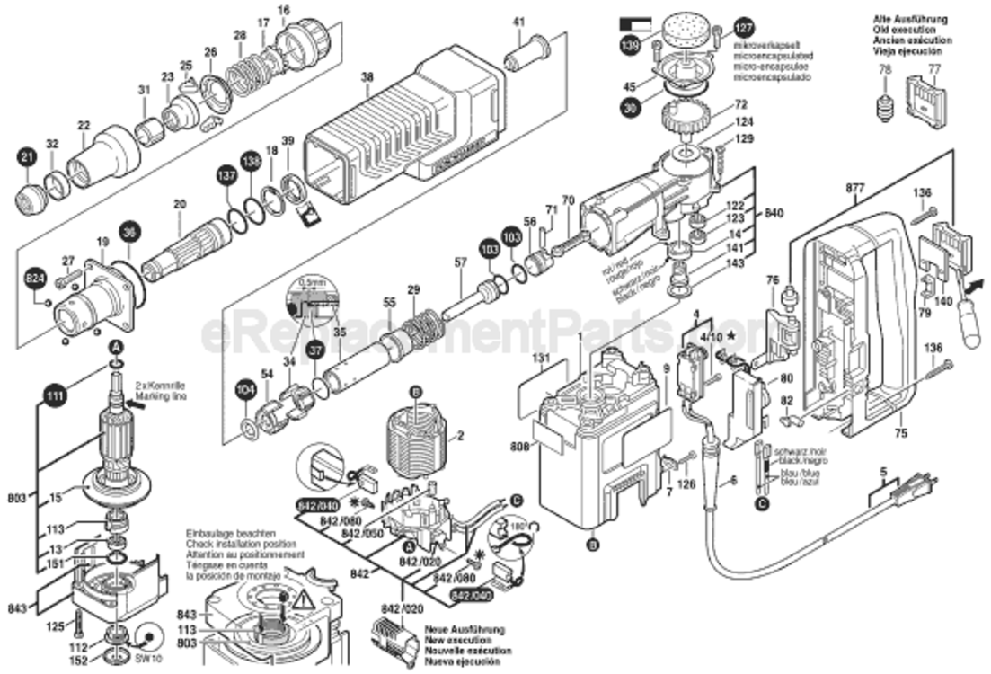 Page A Diagram and Parts List for 11313EVS 0611313739 Bosch Demolition Hammer