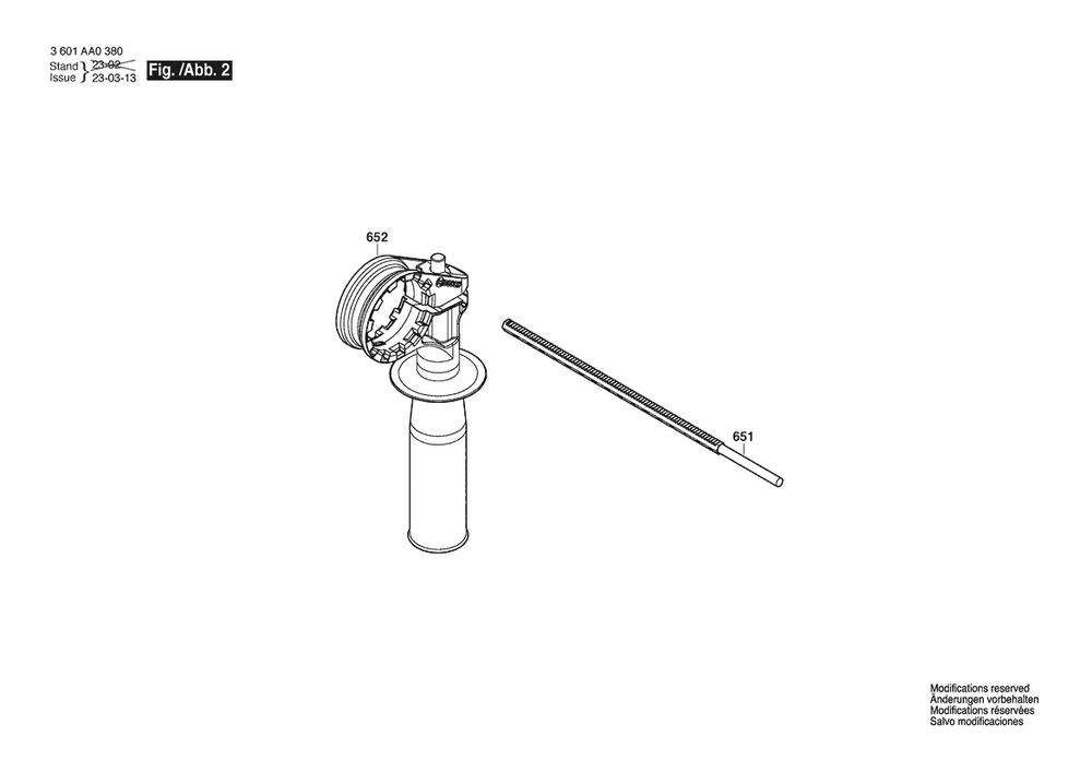 Section 2 Diagram and Parts List for GSB600RE 3601AA0381 Bosch Hammer Drill