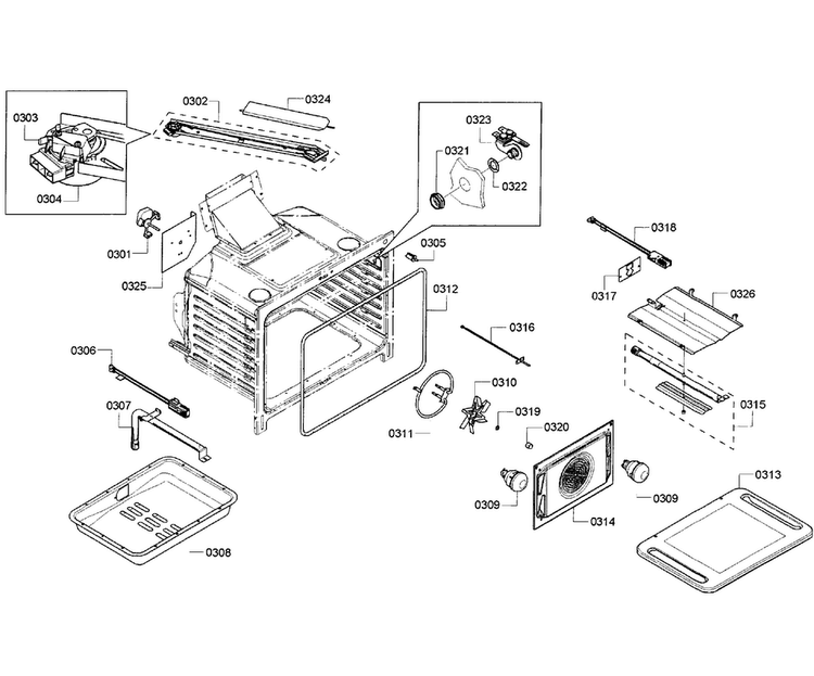 Oven Assy Diagram and Parts List for HGS7282UC 07 Bosch Range