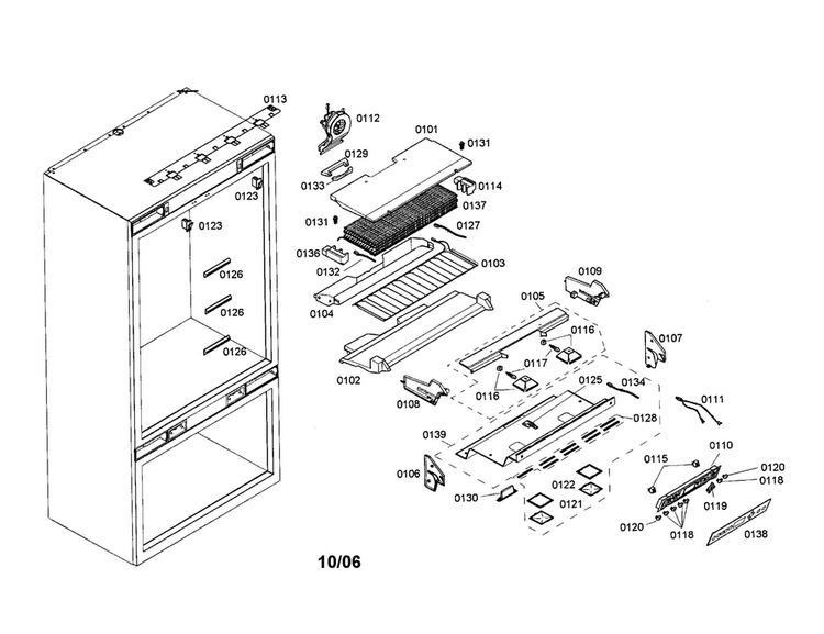 Refrigerator Section Diagram and Parts List for T36IT70CNS 01 Thermador Refrigerator