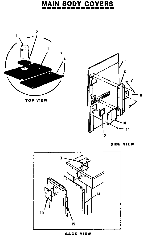 Main Body Covers Diagram and Parts List for MSC124  Thermador Range