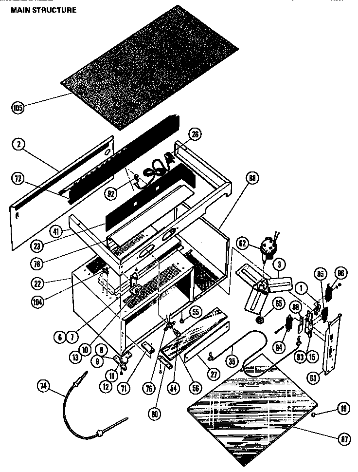 Main Structure Diagram and Parts List for MC25  Thermador Microwave