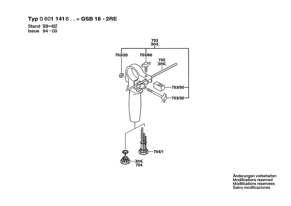Section 2 Diagram and Parts List for GSB18-2RE 0601141639 Bosch Hammer Drill