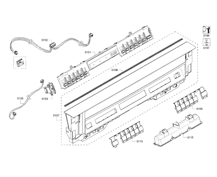 Control Panel Diagram and Parts List for SHE65T56UC 02 Bosch Dishwasher