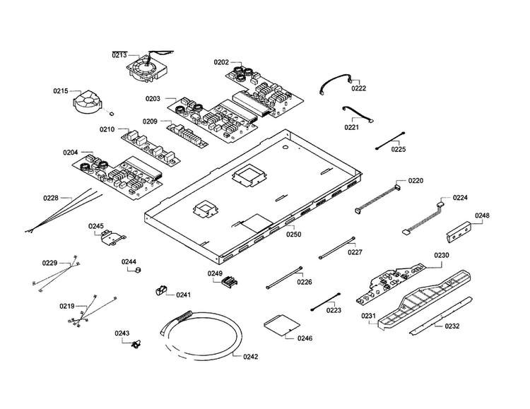 Pcb Assy Diagram and Parts List for NITP666UC 01 Bosch Cooktop