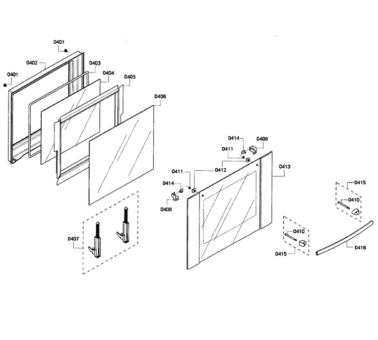Door Assy Diagram and Parts List for HBL5650UC 05 Bosch Wall Oven