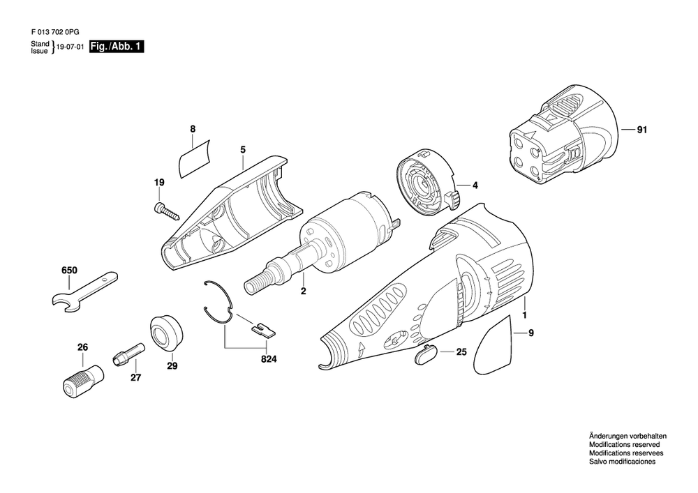 Diagram Diagram and Parts List for 7020 F 013 702 0PG Bosch Router