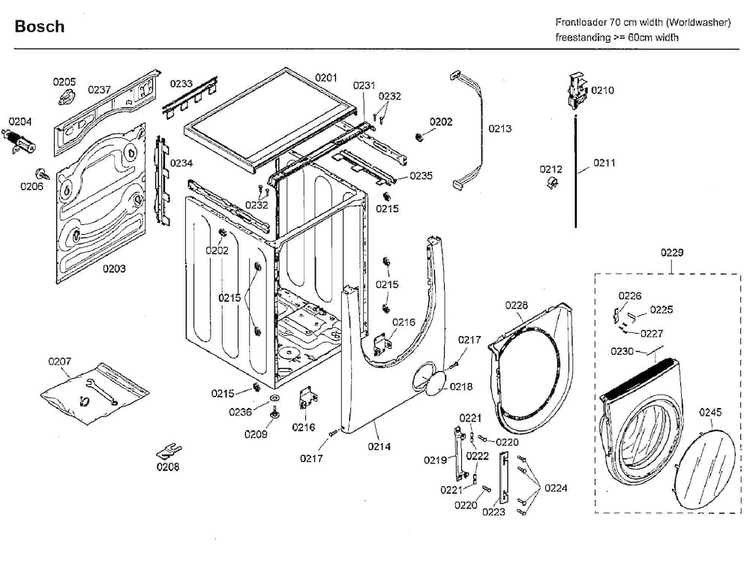 Frame Diagram and Parts List for WFMC8400UC 07 Bosch Washer