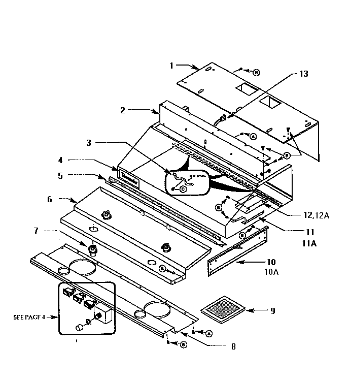 Rough In Plate Diagram and Parts List for H36HQS  Thermador Range Hood