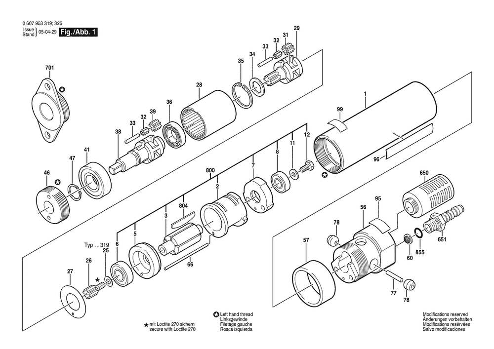 Section 1 Diagram and Parts List for 0607953319  Bosch Engine