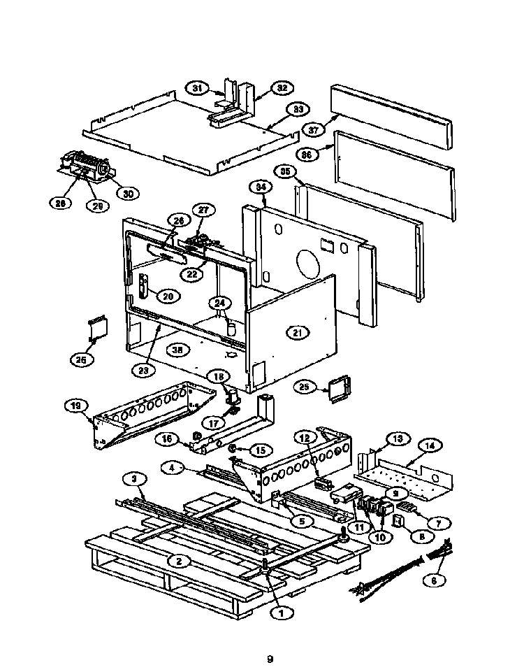 Page 9 Diagram and Parts List for PRSE304S  Thermador Range
