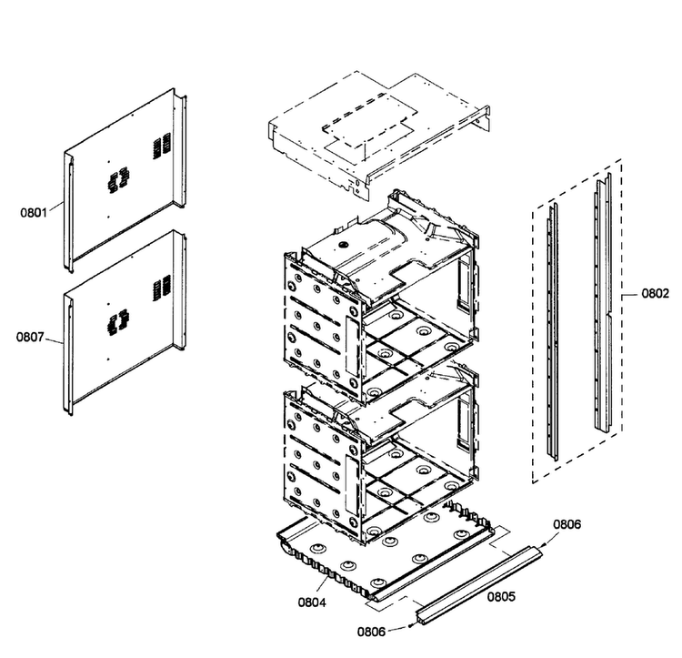Cabinet Assy Diagram and Parts List for HBL3550UC 04 Bosch Wall Oven