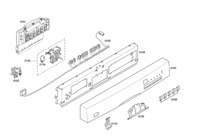 Control Panel Diagram and Parts List for SHE46C02UC 17 Bosch Dishwasher