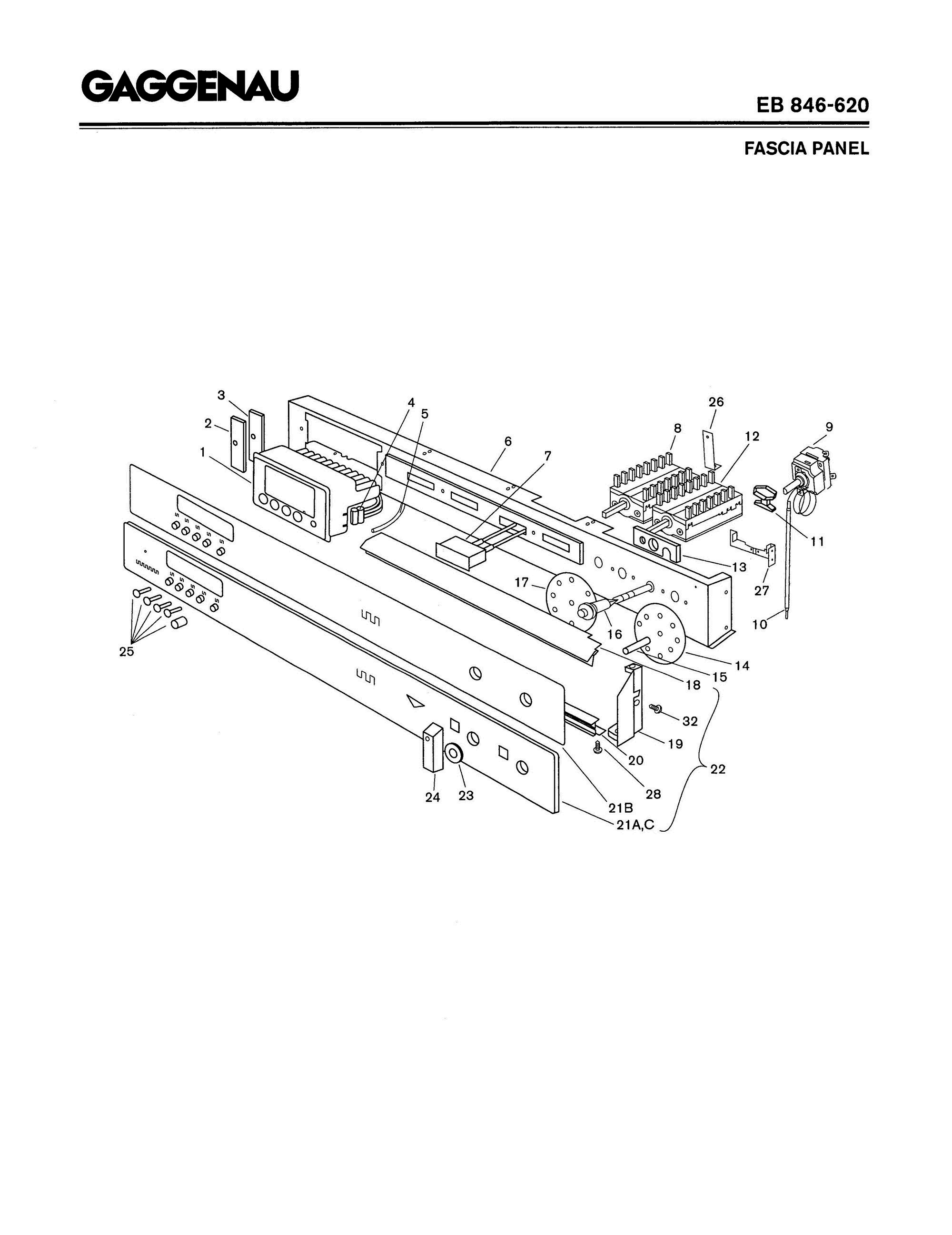 03 - FASCIA PANEL Diagram and Parts List for EB846-620  Bosch Range
