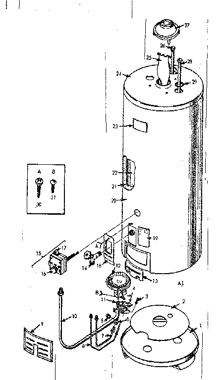 Replacement Parts Diagram and Parts List for 153330810  Kenmore Water Heater
