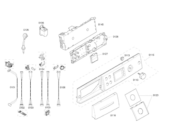 Control Panel Diagram and Parts List for WAS24460UC 16 Bosch Washer
