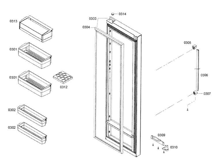 Door 2 Diagram and Parts List for B22CS30SNI 02 Bosch Refrigerator