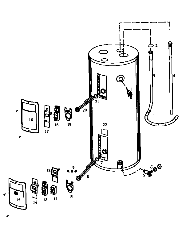 40 Gallon Model Diagram and Parts List for 153311451  Kenmore Heater