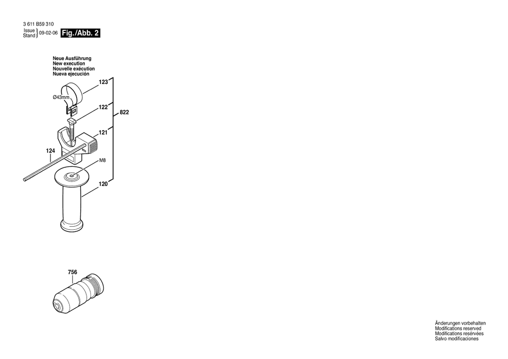 Diagram 2 Diagram and Parts List for 11224VSRC 3 611 B59 310 Bosch Hammer Drill