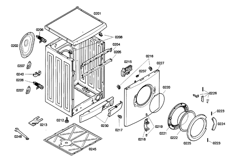 Main Assy Diagram and Parts List for WFL2090UC 22 Bosch Washer