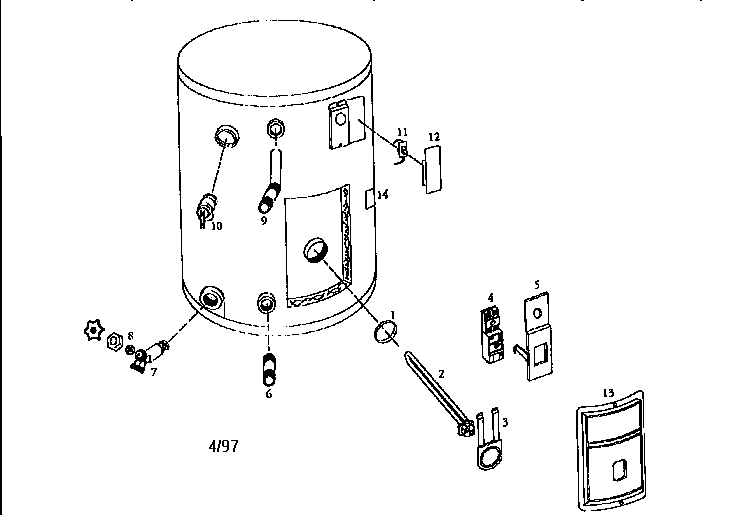 Replacement Parts Diagram and Parts List for 153327331  Kenmore Water Heater