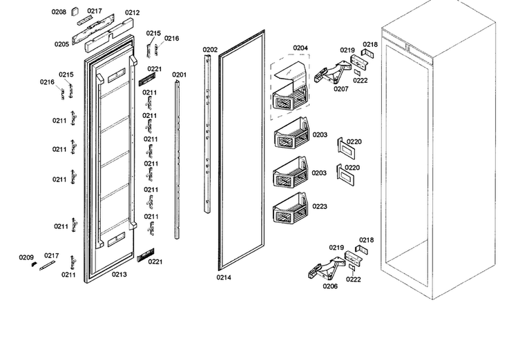Door Assy Diagram and Parts List for T24IR70NSP 26 Thermador Refrigerator