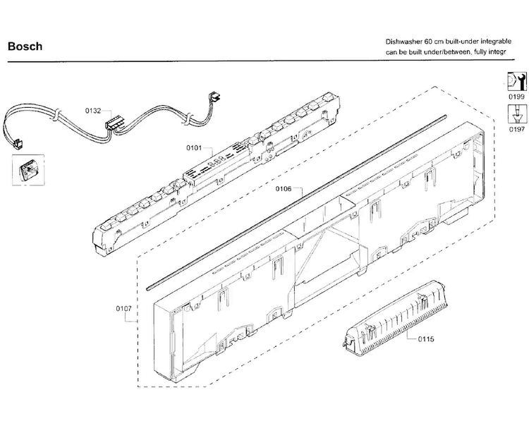 Control Panel Diagram and Parts List for SHV68TL3UC 04 Bosch Dishwasher