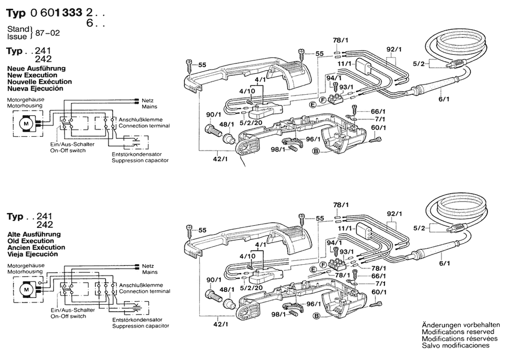 Section 4 Diagram and Parts List for 13332 0601333239 Bosch Angle Grinder