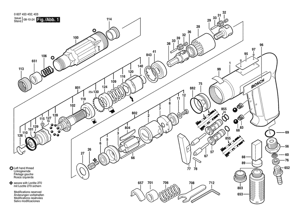 Section 1 Diagram and Parts List for 0607453402  Bosch Screwdriver