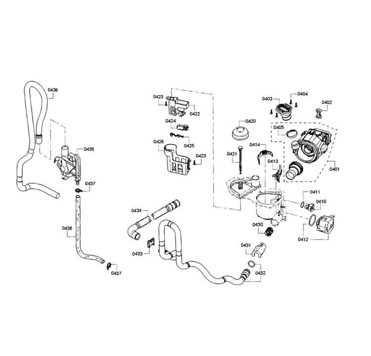Valve/pipe Assy Diagram and Parts List for SHX3AR72UC 10 Bosch Dishwasher