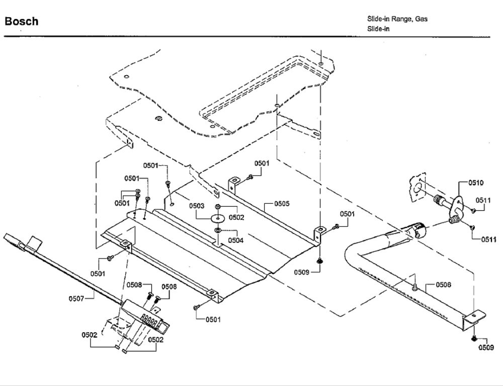 Broil Burner Diagram and Parts List for HGIP054UC 06 Bosch Range