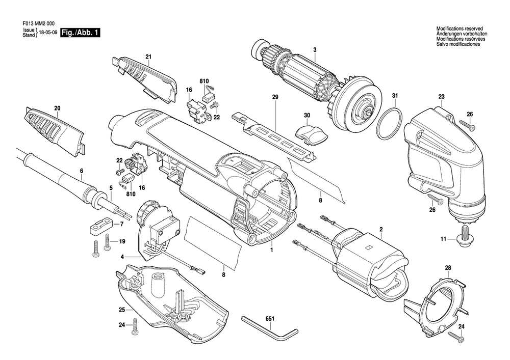 Diagram Diagram and Parts List for MM20 F 013 MM2 000 Bosch Multi-Tool