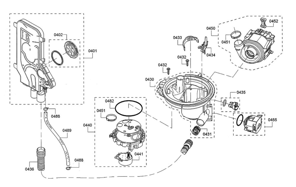 Water Inlet/Heat Pump/Sump Diagram and Parts List for SHPM78W52N 10 Bosch Dishwasher