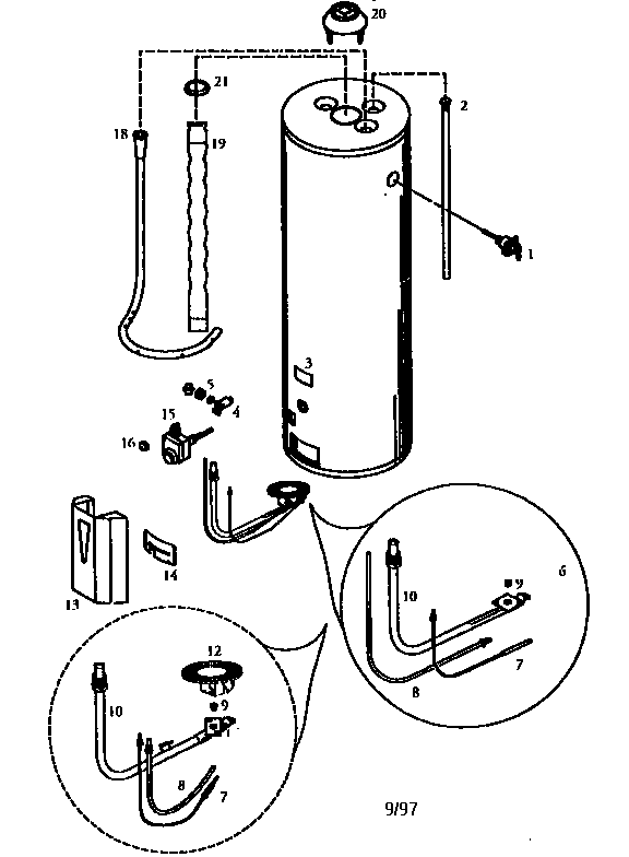 40 Gallon High Altitude Diagram and Parts List for 153338211  Kenmore Water Heater