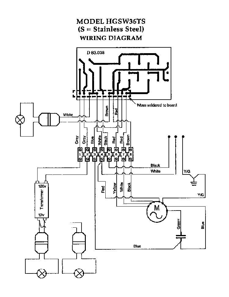 Wiring Diagram Diagram and Parts List for HGSW  Thermador Range Hood